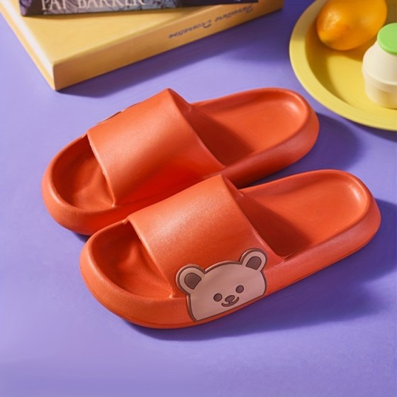 Cartoon Decor Pillow Slides, Soft Sole Platform Slip On EVA Shower Slides, Non-slip Summer Beach Slides