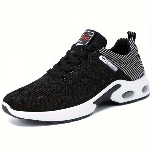 Breathable & Comfort-Fit Men's Sneakers: Stylish Woven Knit, Non-Slip, Mid-Top Lace-Up for Outdoor Enthusiasts