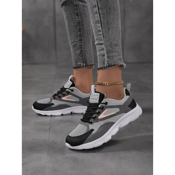 Womens Lace-up Walking Shoes Comfortable Non Slip Running Tennis Sneakers Breathable Athletic Workout Shoes