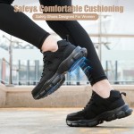 Hogent Steel Toe Shoes for Women Men Wide Non Slip Composite Work Sneakers Indestructible Comfortable Safety Tennis Shoes Lightweight Breathable Construction Sneakers Puncture Proof Ergonomic