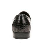 Mens Leather Tassel Shoes, Classic Formal Crocodile Printed Tassel Business Dress Shoes Party Loafers for Men