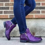 Orthopedic Boots Women's Vintage Casual Ankle Boots Leather Round Toe Side Zipper Booties Retro V Cut Combat Boots Comfortable Chunky Low Heel Short Boots Flats Walking Fall Winter Shoes