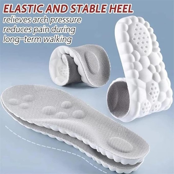 Generic 4D Cloud Technology Insole,New Super Soft Comfort Insoles,4D Sports Memory Foam Insoles Soft Foot Protection Cloud Feeling Insole (Gray, Men 11.5-12.5/Women 13-14)
