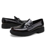 Men's Luxury Genuine Leather Dress Loafers, Casual Buckle Slip on Loafers Moc-Toe Business Dress Shoes Party Wedding Slip-on Loafer for Mens