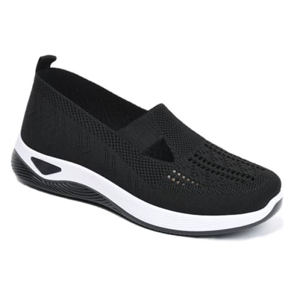 Generic Women's Orthopedic Walking Shoes - Lightweight, Loose Fit, Breathable, Soft Sole, Wide, Black, 41, 9